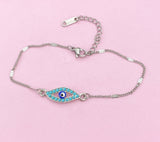 Evil Eye Bracelet, Silver Blue Evil Eye Bracelet, Protective Jewelry, Mother's Day Gift, N1309