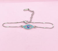 Evil Eye Bracelet, Silver Blue Evil Eye Bracelet, Protective Jewelry, Mother's Day Gift, N1309