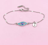 Silver Blue Evil Eye Charm Bracelet, N1309A
