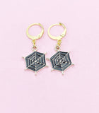 Halloween Earrings, Black Spider Web Earrings, N2991