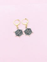 Halloween Earrings, Black Spider Web Earrings, N2991