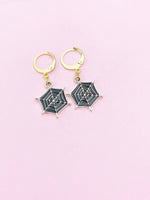 Halloween Earrings, Black Spider Web Earrings, N2991