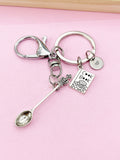 Silver Cookbook Cross Crown Spoon Charm Keychain, N5686