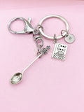 Silver Cookbook Cross Crown Spoon Charm Keychain, N5686