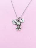 Silver Astronaut Charm Necklace, Astronaut Charm, Spaceship Charm, Space Jewelry, Personalized Customized Jewelry Gift, N911