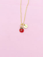 Gold Red Ladybug Insect Charm Necklace Best Seller Christmas Gifts, N4555