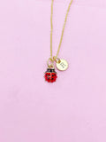 Gold Red Ladybug Insect Charm Necklace Best Seller Christmas Gifts, N4555