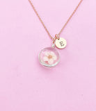 Real Dried Press Flower Necklace, Japanese Girlfriend Gift, N3162A