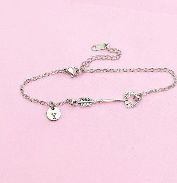 Arrow Bracelet, Guardian Angel Wing Bracelet,, Arrow Wing Heart Charm, Personalized Gift, N1273