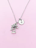 Silver Coconut Palm Tree Charm Necklace, N5689