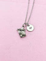 Silver Sushi Plate Charm Necklace, N478C