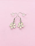 Japanese Cherry Blossom Earrings, Pink White Flower Blossom, Silver Earrings, N3011