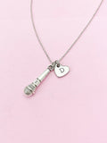 Silver Microphone Charm Necklace, Mic Charm, Speaker Gift, N2625A