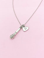 Silver Microphone Charm Necklace, Mic Charm, Speaker Gift, N2625A