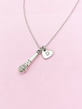 Silver Microphone Charm Necklace, Mic Charm, Speaker Gift, N2625A