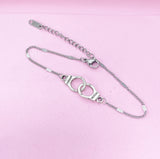 Silver Handcuff Charm Bracelet, Handcuff Freedom Jewelry, N1483A