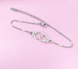 Silver Handcuff Charm Bracelet, Handcuff Freedom Jewelry, N1483A