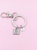 Silver Open Book Charm Keychain, N2566