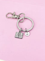 Silver Open Book Charm Keychain, N2566