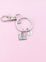 Silver Open Book Charm Keychain, N2566