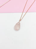 Rose Gold Rose Quartz Necklace, Natural Rose Quartz Gemstone Jewelry, N2757A