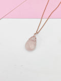 Rose Gold Rose Quartz Necklace, Natural Rose Quartz Gemstone Jewelry, N2757A