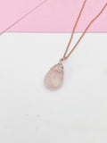 Rose Gold Rose Quartz Necklace, Natural Rose Quartz Gemstone Jewelry, N2757A
