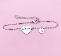 Silver Godsister Gifts, Gold Godsister Bracelet, Heart, Godsister Jewelry, Mother's Day Gift, Godsister Sister Gifts, D455A