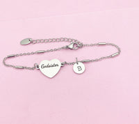 Silver Godsister Gifts, Gold Godsister Bracelet, Heart, Godsister Jewelry, Mother's Day Gift, Godsister Sister Gifts, D455A