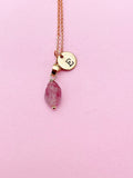 Rose Gold Tourmaline Necklace, Natural Gemstone Jewelry, N3786A