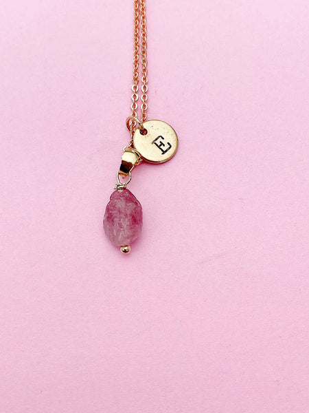 Rose Gold Tourmaline Necklace, Natural Gemstone Jewelry, N3786A