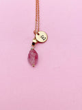 Rose Gold Tourmaline Necklace, Natural Gemstone Jewelry, N3786A
