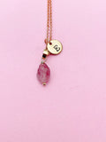 Rose Gold Tourmaline Necklace, Natural Gemstone Jewelry, N3786A