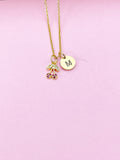 Gold Cherry Charm Necklace, Hot pink Cherry Necklace, Foodie Gift, Dainty Necklace, Personalized, N2652A