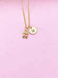 Gold Cherry Charm Necklace, Hot pink Cherry Necklace, Foodie Gift, Dainty Necklace, Personalized, N2652A