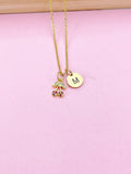 Gold Cherry Charm Necklace, Hot pink Cherry Necklace, Foodie Gift, Dainty Necklace, Personalized, N2652A