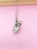 Silver Anatomical Heart Charm Necklace Doctor Nurse Medical School Student Gift Idea Personalized Customized Jewelry, AN4935