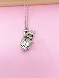 Silver Anatomical Heart Charm Necklace Doctor Nurse Medical School Student Gift Idea Personalized Customized Jewelry, AN4935