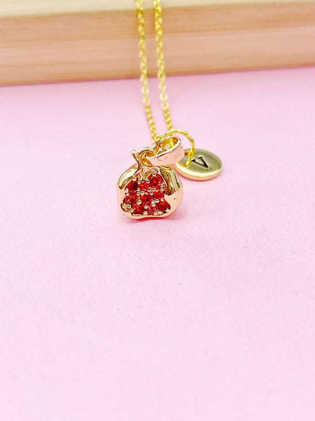 Pomegranate Necklace, Cubic Zirconia,  Christmas Gift, Mentor Gift, Appreciation Gift,Thank You Gift,Secret Santa, Graduation Gift, N3796