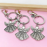 Guardian Angel Keychain, Initial Charm, Memorial Gift