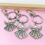 Guardian Angel Keychain, Initial Charm, Memorial Gift