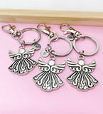 Guardian Angel Keychain, Initial Charm, Memorial Gift