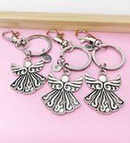 Guardian Angel Keychain, Initial Charm, Memorial Gift
