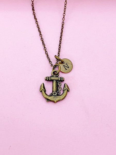 Bronze Anchor Necklace, Nautical Jewelry, N5691