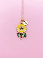 Sunflower Necklace, Gold Necklace, Dainty Necklace, N4504