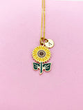 Sunflower Necklace, Gold Necklace, Dainty Necklace, N4504