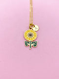 Sunflower Necklace, Gold Necklace, Dainty Necklace, N4504