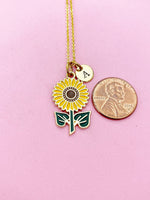 Sunflower Necklace, Gold Necklace, Dainty Necklace, N4504