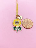 Sunflower Necklace, Gold Necklace, Dainty Necklace, N4504