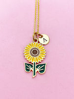 Sunflower Necklace, Gold Necklace, Dainty Necklace, N4504